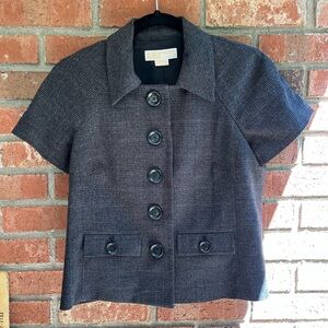 Michael Kors Cap sleeve Black and Gray Button-Up Cropped Jacket size 6